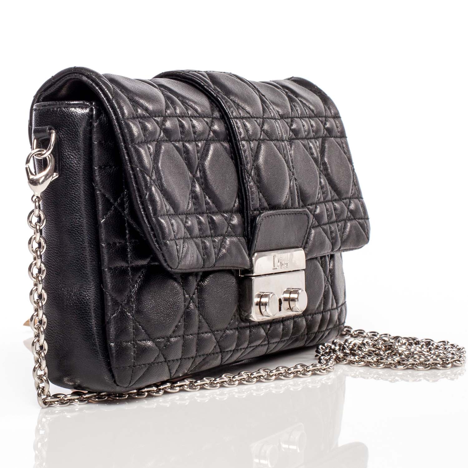 Christian Dior Lambskin Cannage New Lock Pouch Black 4 of 8