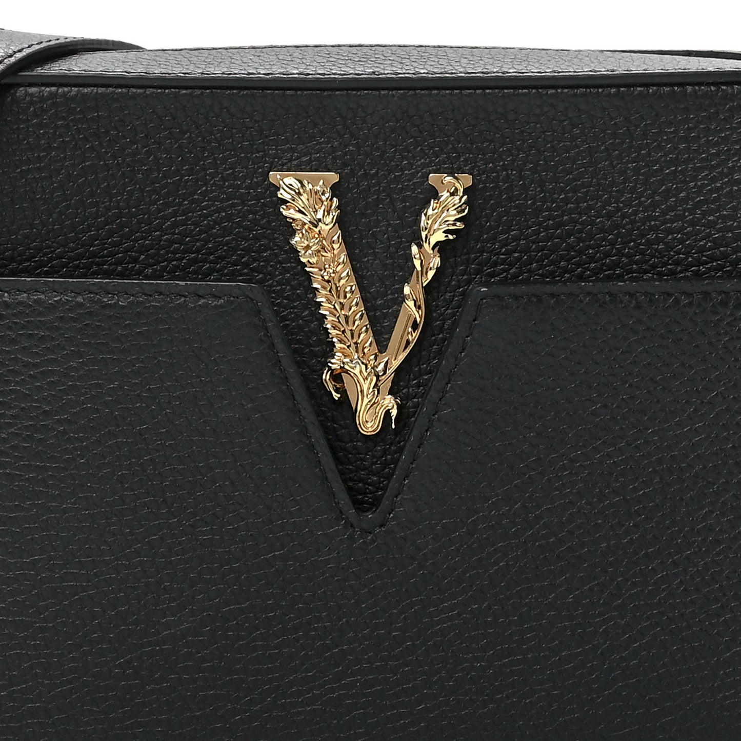 Grainy Calfskin Virtus Small Camera Bag Black