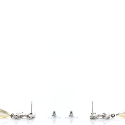 Chanel Crystal Pearl CC Drop Darling Bows Earrings Silver Pearly White 3 of 5