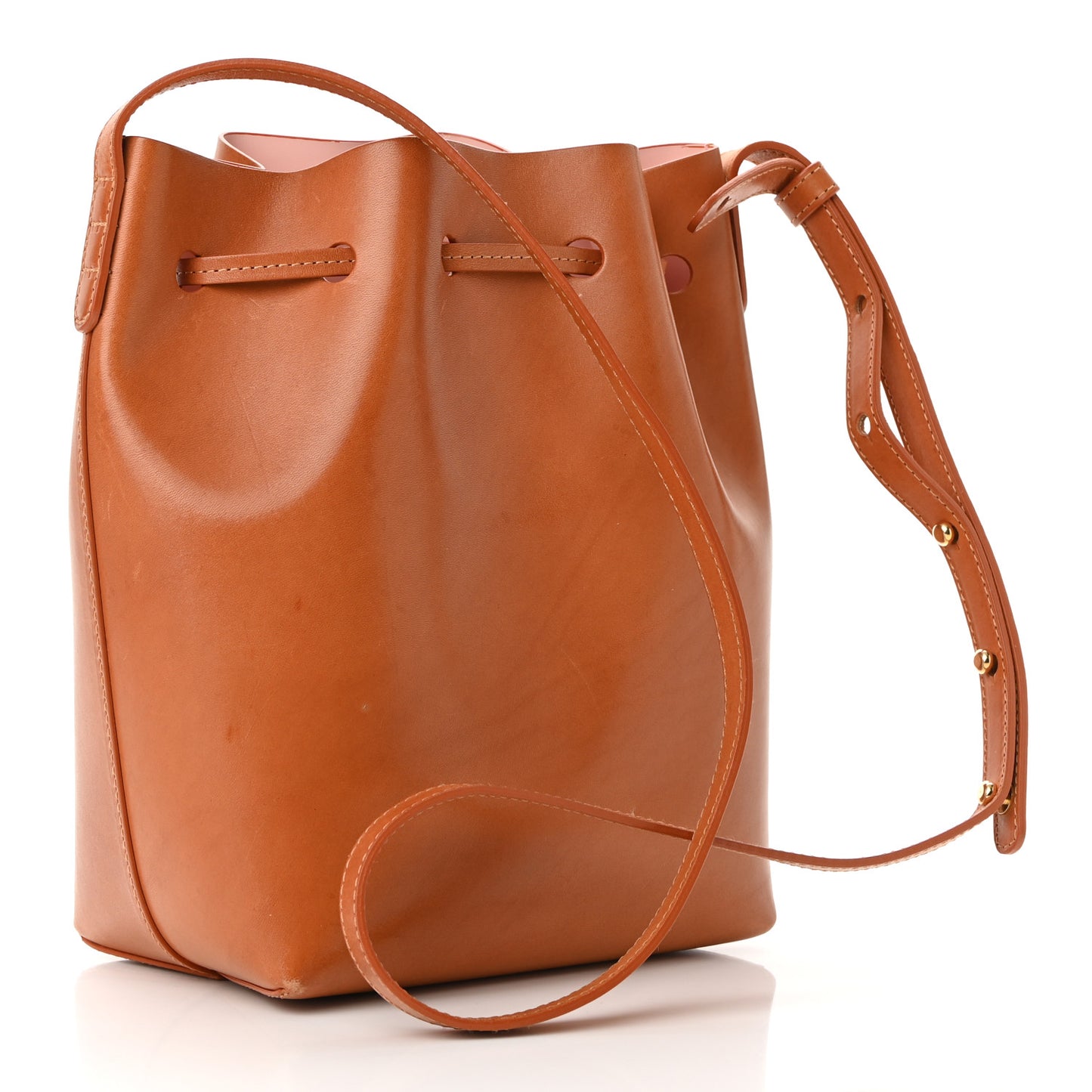 Calfskin Mini Bucket Bag Cammello Rosa
