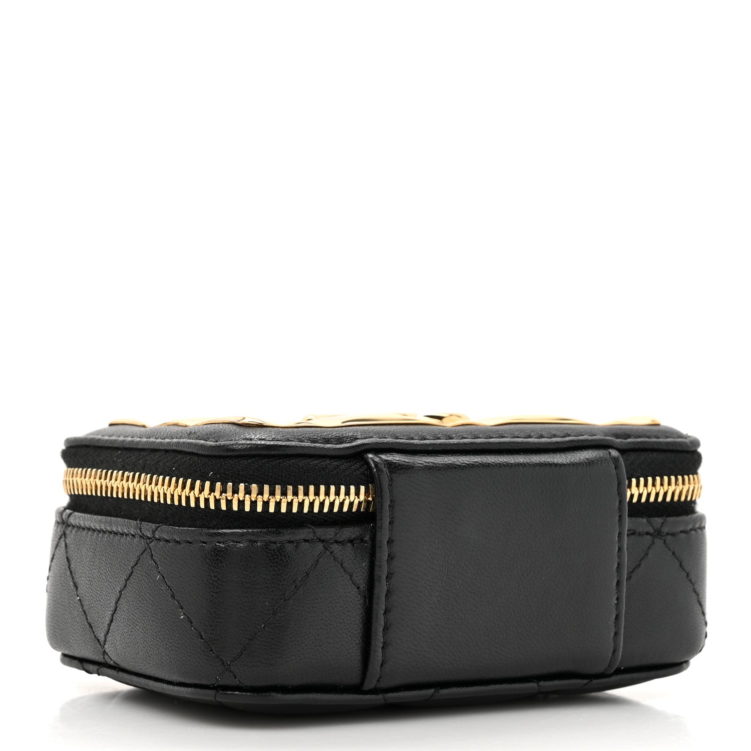Chanel Lambskin Quilted Mini Golden Plate Clutch With Chain Black 4 of 11