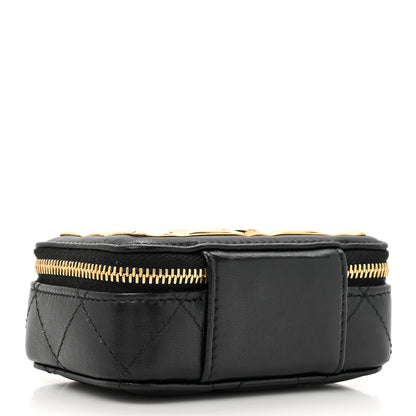 Chanel Lambskin Quilted Mini Golden Plate Clutch With Chain Black 4 of 11