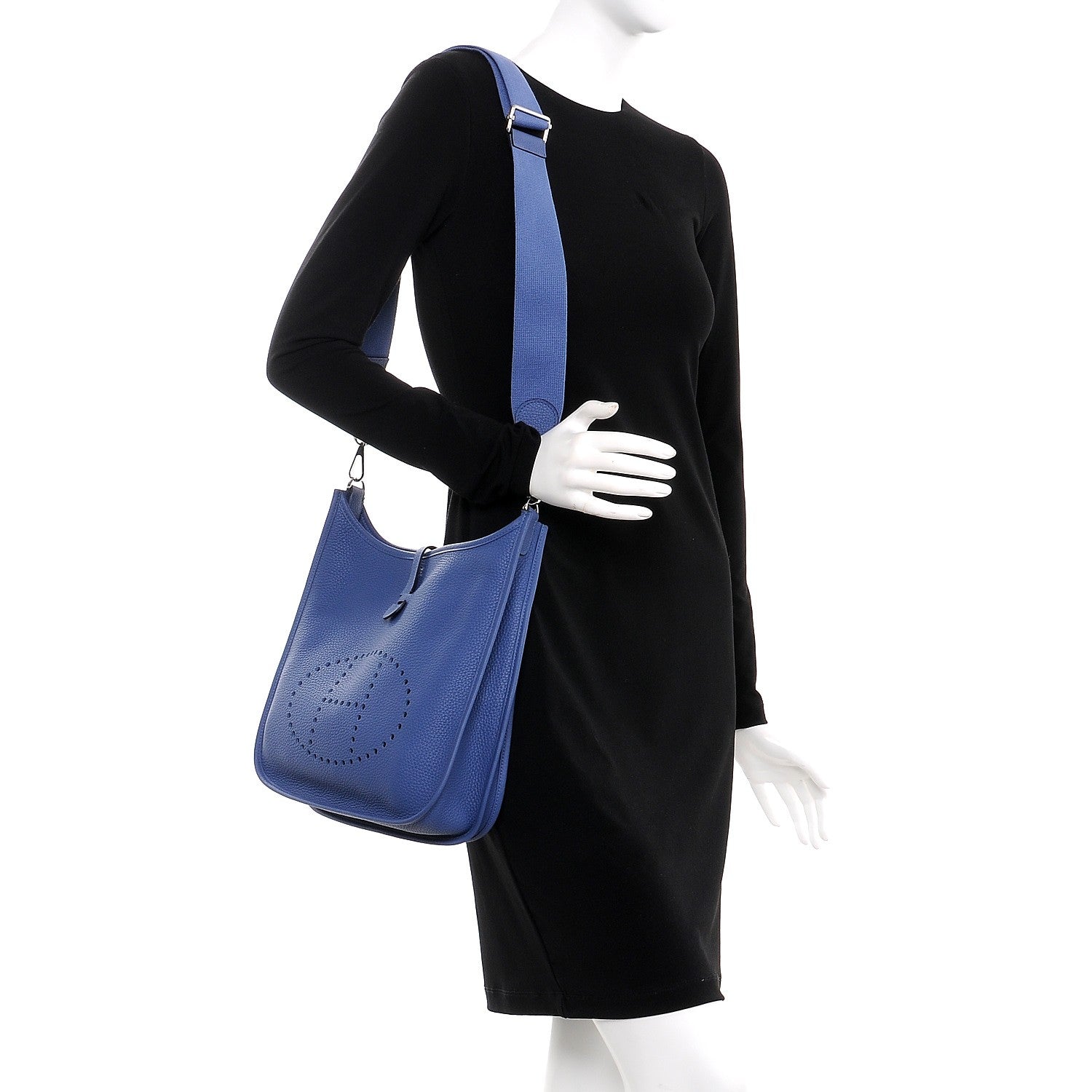 Hermes Taurillon Clemence Evelyne III PM Bleu Agate 2 of 8
