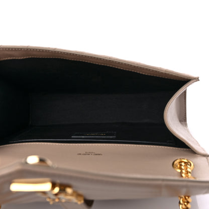 Saint Laurent Grain De Poudre Textured Mixed Matelasse Medium Triquilt Monogram Satchel Dark Beige 5 of 10