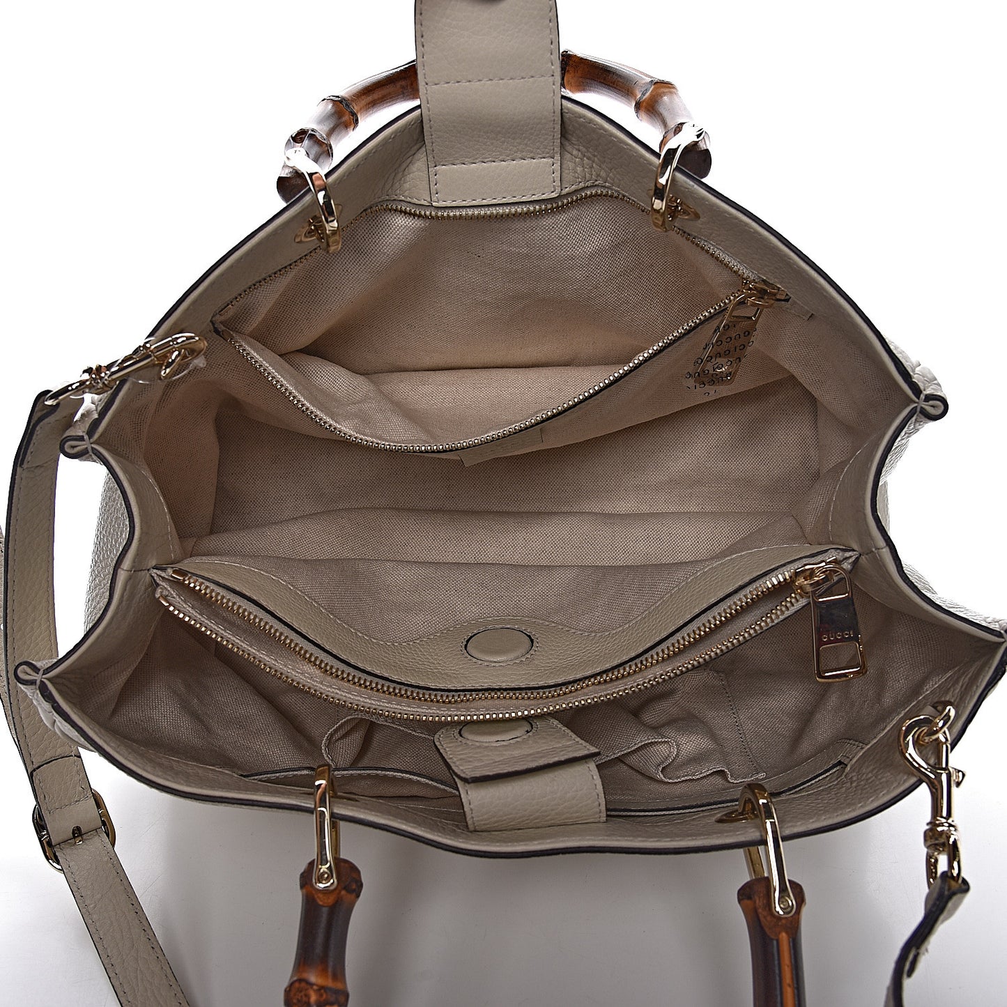 Pebbled Calfskin Medium Bamboo Shopper Tote Off White