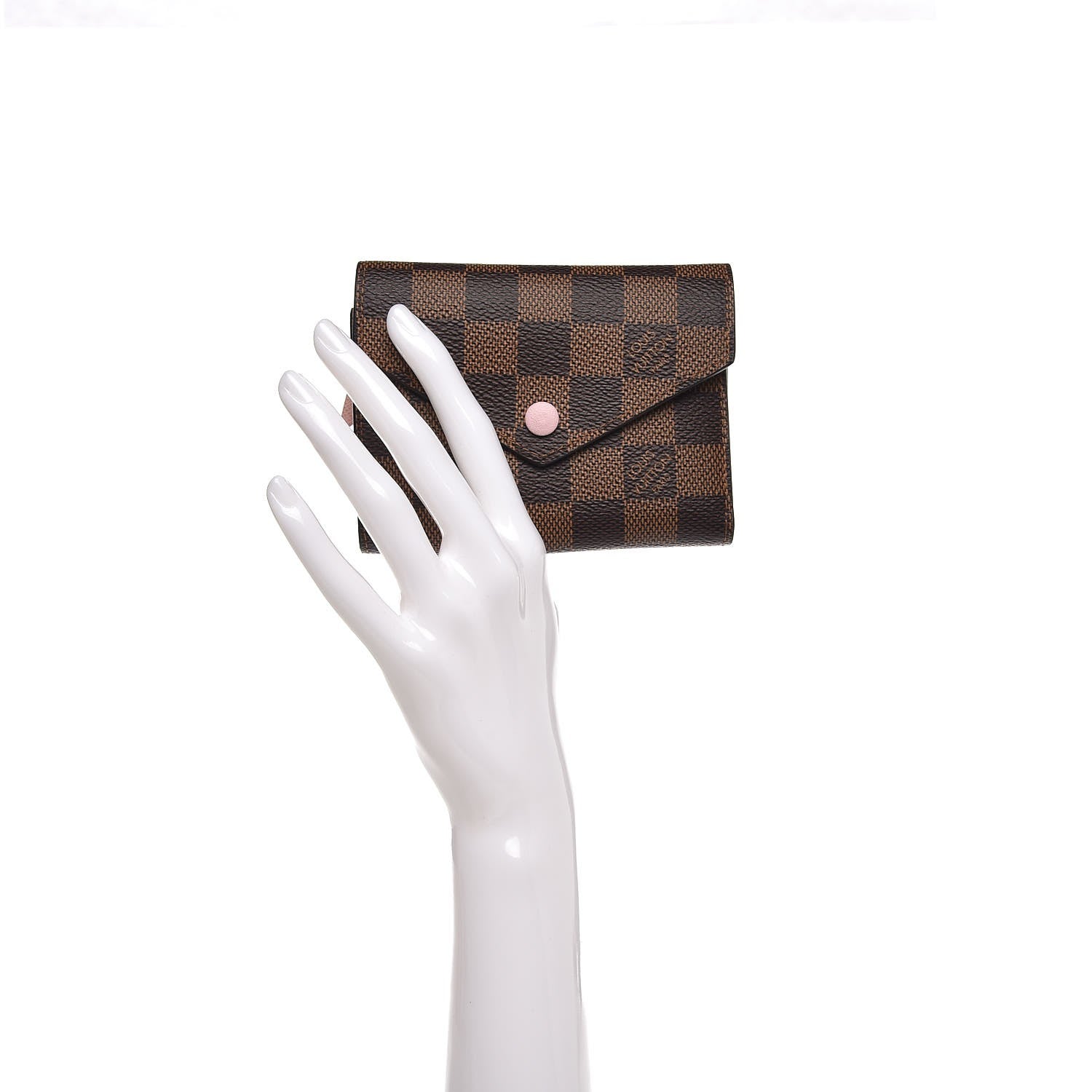 Louis Vuitton Damier Ebene Victorine Wallet Rose Ballerine 2 of 8