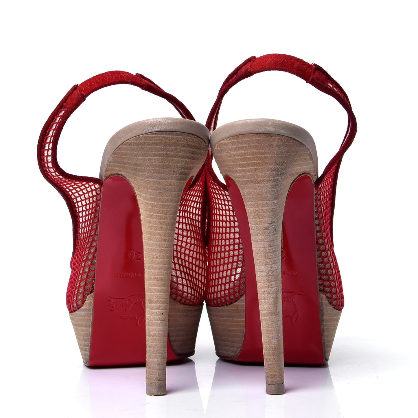 Fishnet Mesh Exclu 140 Slingback Pumps 36 Red