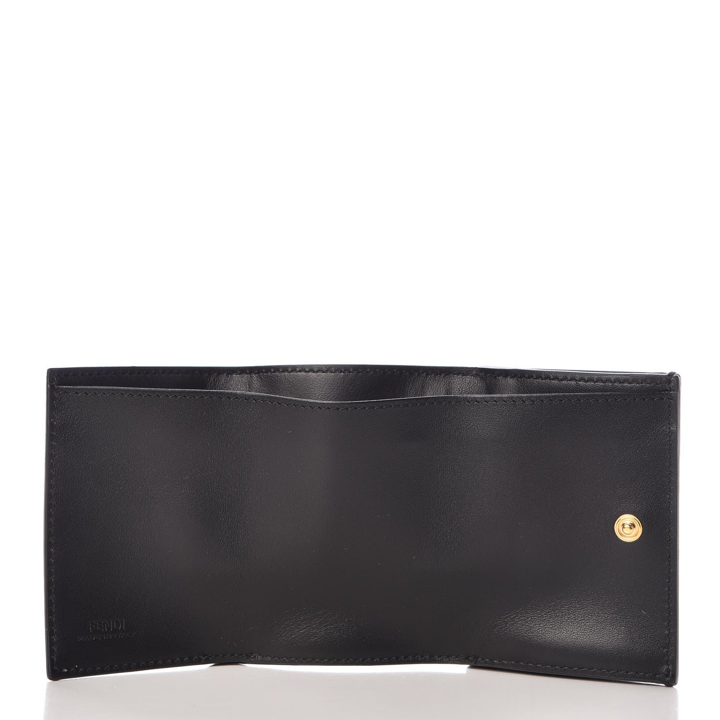 Vitello Liberty F is Fendi Bi-Color FF 1974 Embossed Micro Tri-Fold Envelope Wallet Maya Black