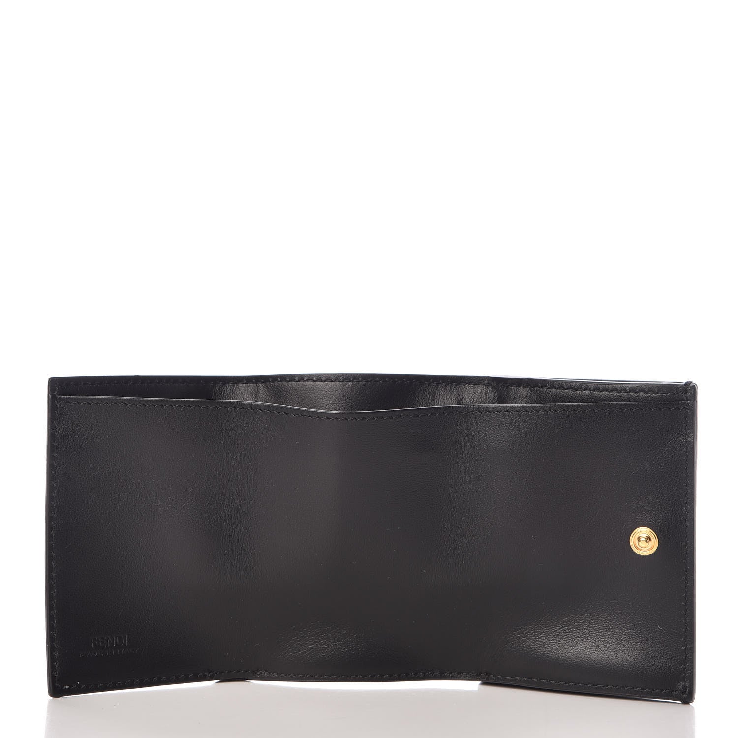 Fendi Vitello Liberty F is Fendi Bi-Color FF 1974 Embossed Micro Tri-Fold Envelope Wallet Maya Black 6 of 8