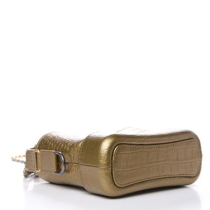 Chanel Metallic Calfskin Crocodile Embossed Cocodile Small Gabrielle Hobo Gold 4 of 11