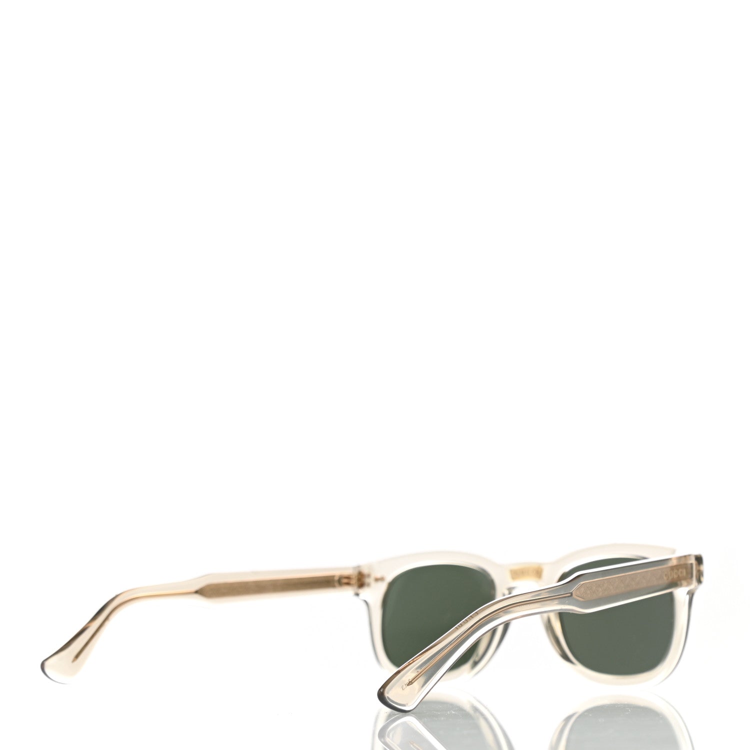 Gucci Acetate Square Frame Opulent Luxury GG0182S Sunglasses Grey Transparent 4 of 8