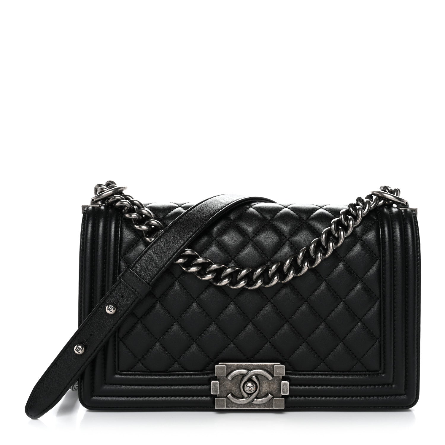 Chanel Lambskin Quilted Medium Boy Flap Black 1 of 11