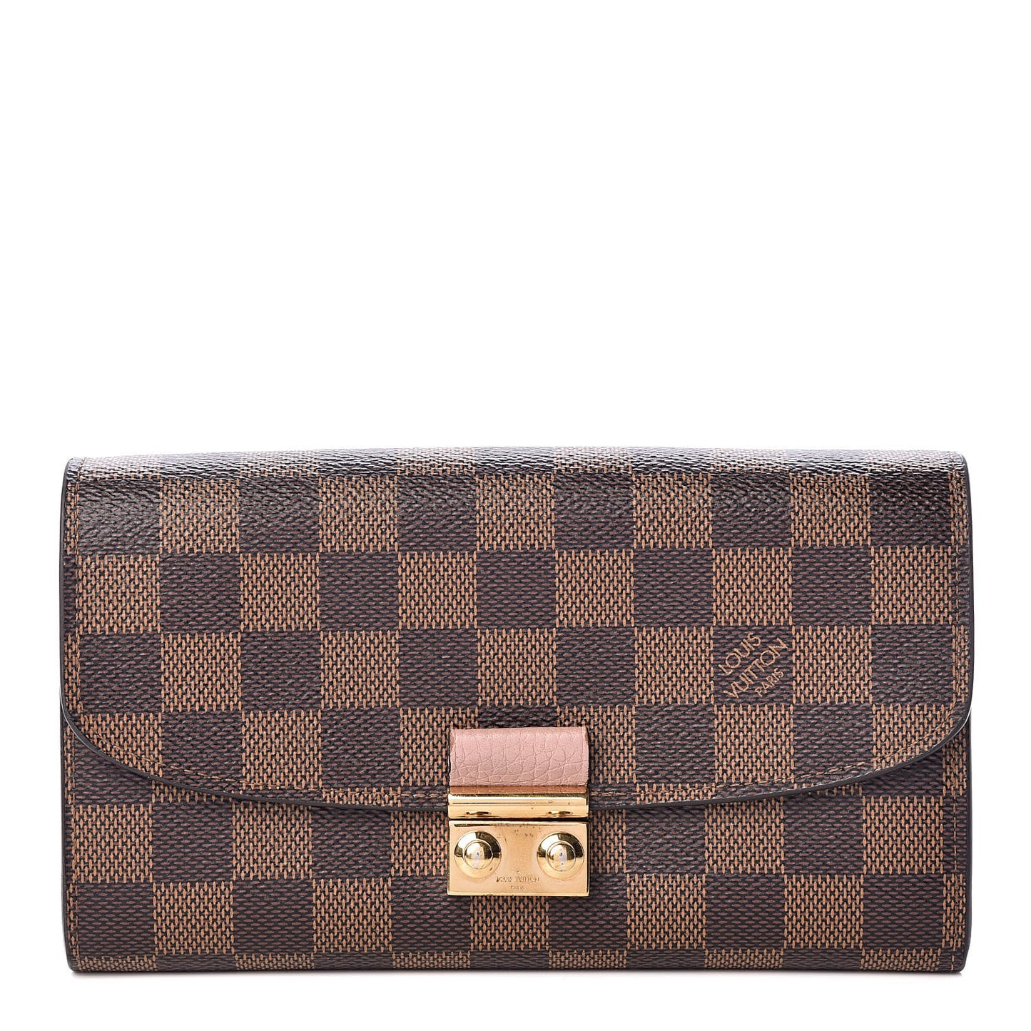 Damier Ebene Croisette Chain Wallet Rose Ballerine