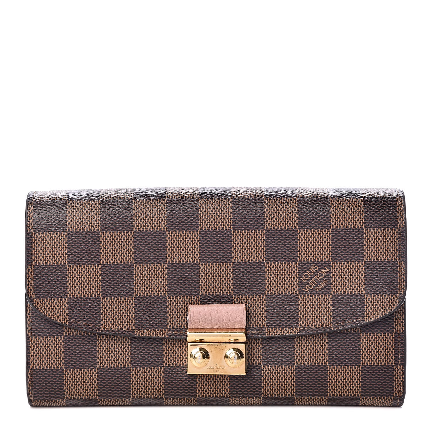 Louis Vuitton Damier Ebene Croisette Chain Wallet Rose Ballerine 1 of 8