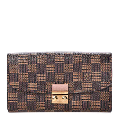 Louis Vuitton Damier Ebene Croisette Chain Wallet Rose Ballerine 1 of 8