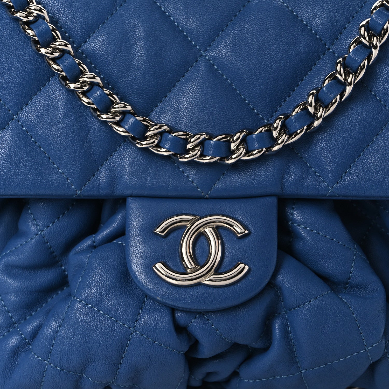 Chanel Washed Lambskin Quilted Medium Chain Around Flap Blue 7 of 9