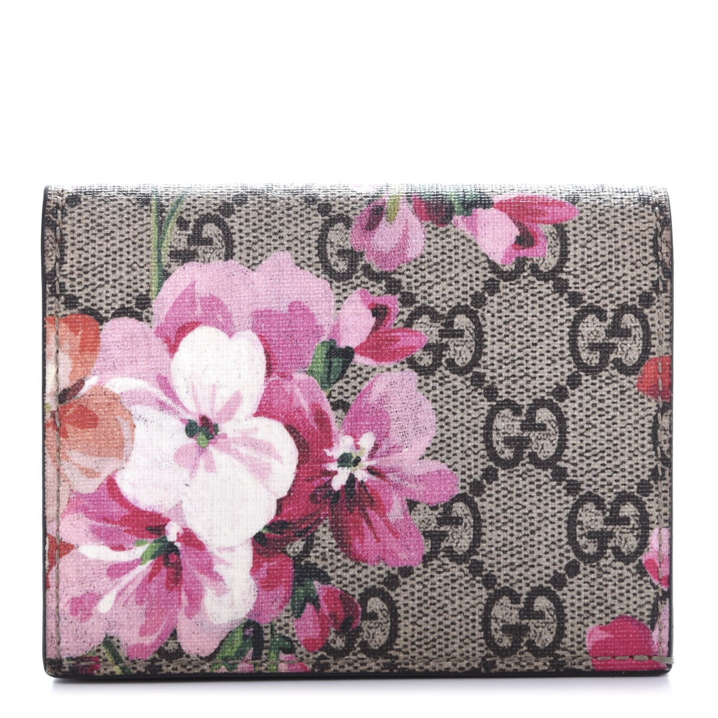 GG Supreme Monogram Blooms Card Case Beige Multicolor Dry Rose