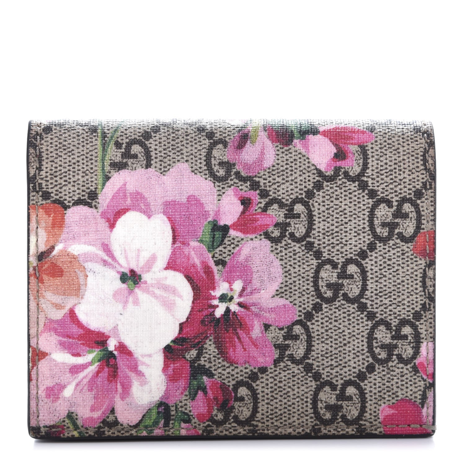 Gucci GG Supreme Monogram Blooms Card Case Beige Multicolor Dry Rose 1 of 9