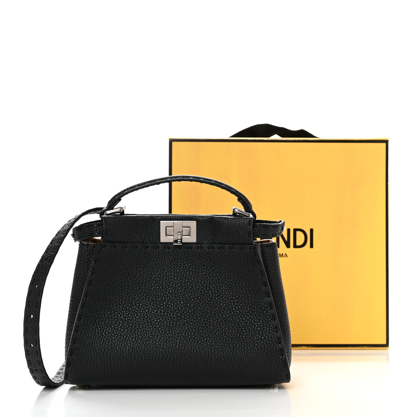 Cuoio Romano Selleria Bi-Color Mini Peekaboo Iconic Satchel Black Mou