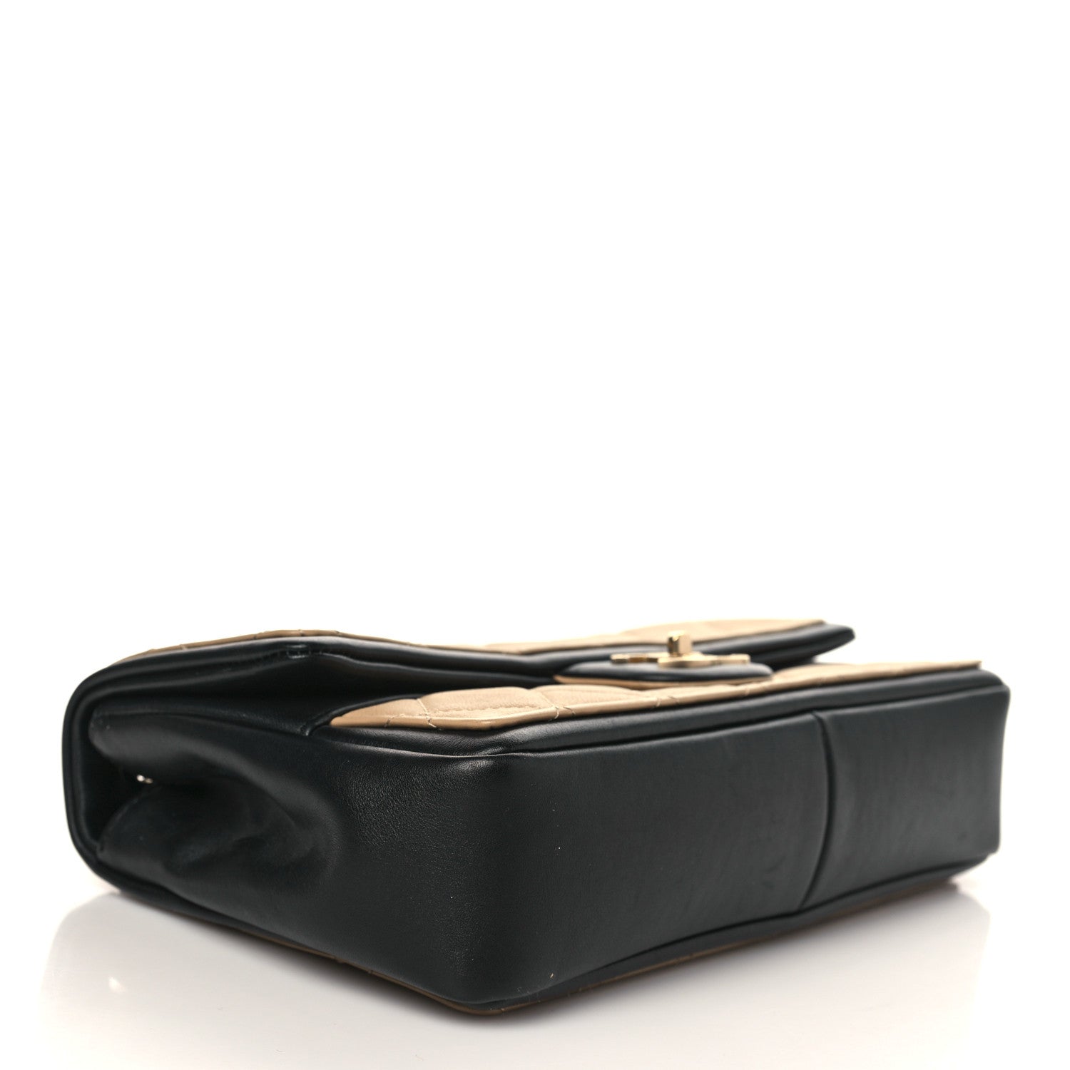 Chanel Calfskin Quilted Medium Graphic Flap Beige Black 4 of 10