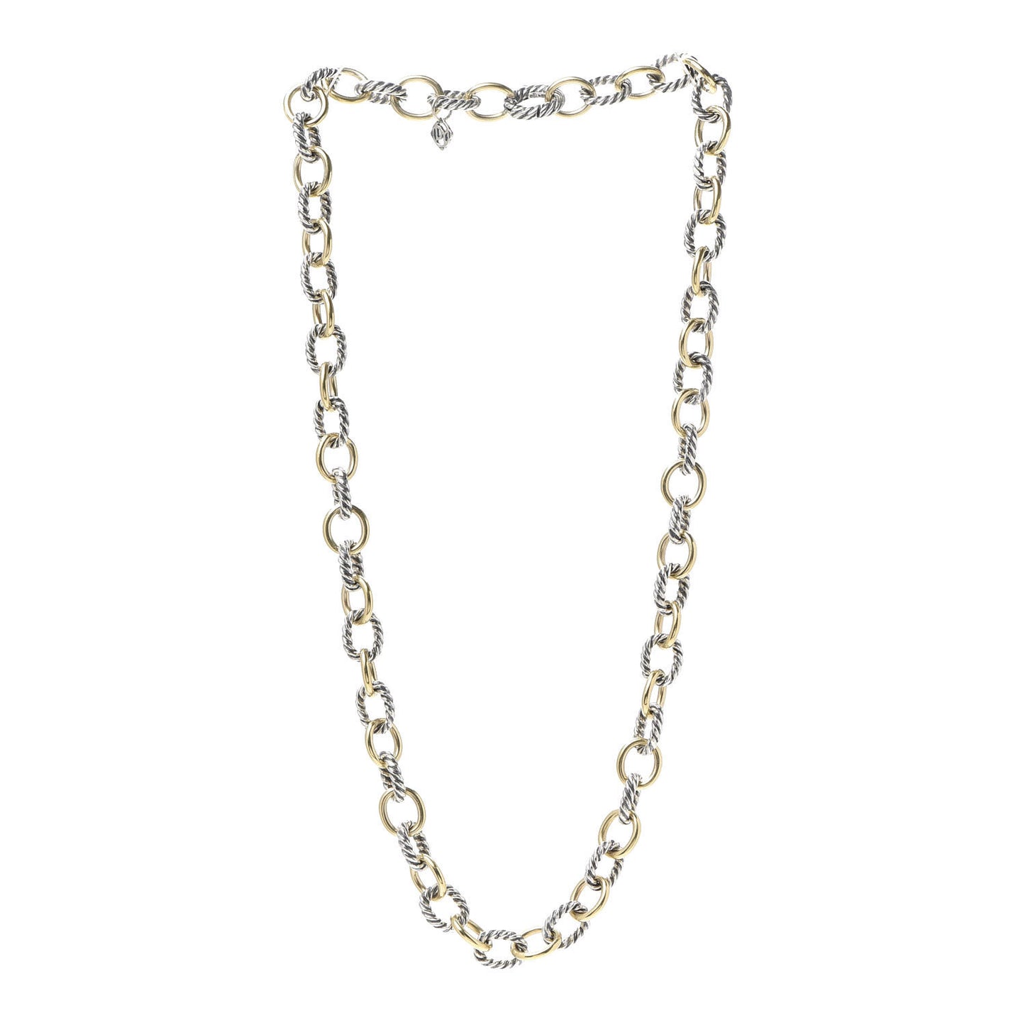 Sterling Silver 18K Yellow Gold 12mm Large Oval Link Necklace