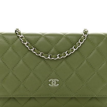 Chanel Lambskin Quilted Wallet On Chain WOC Green 5 of 12