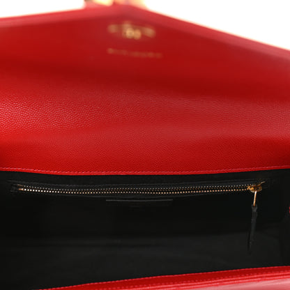 Saint Laurent Grain De Poudre Matelasse Chevron Large Monogram Satchel Lipstick Red 5 of 11