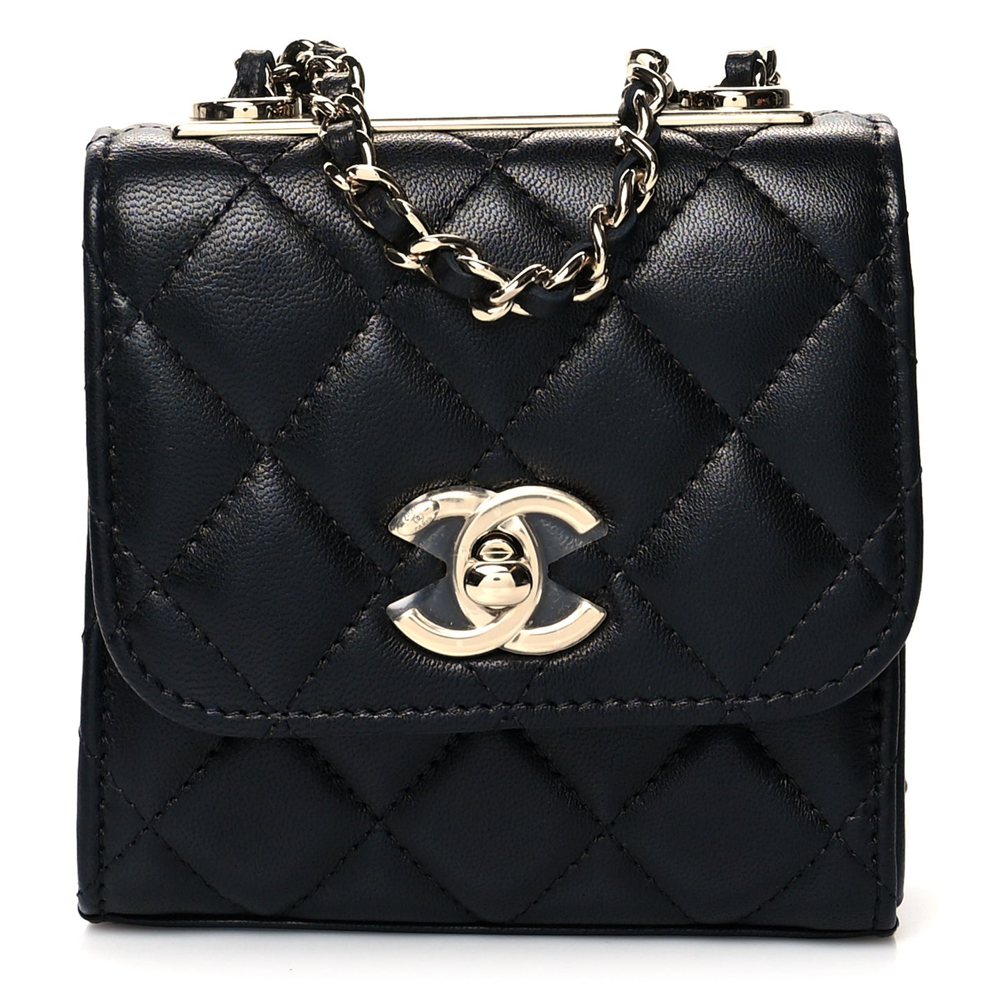 Lambskin Quilted Mini Trendy CC Chain Wallet Black