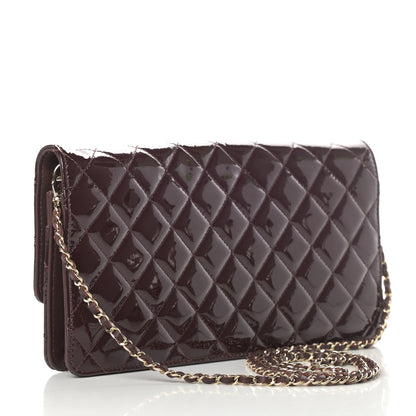 Chanel Patent Quilted Golden Class Wallet on Chain WOC Burgundy 3 of 11