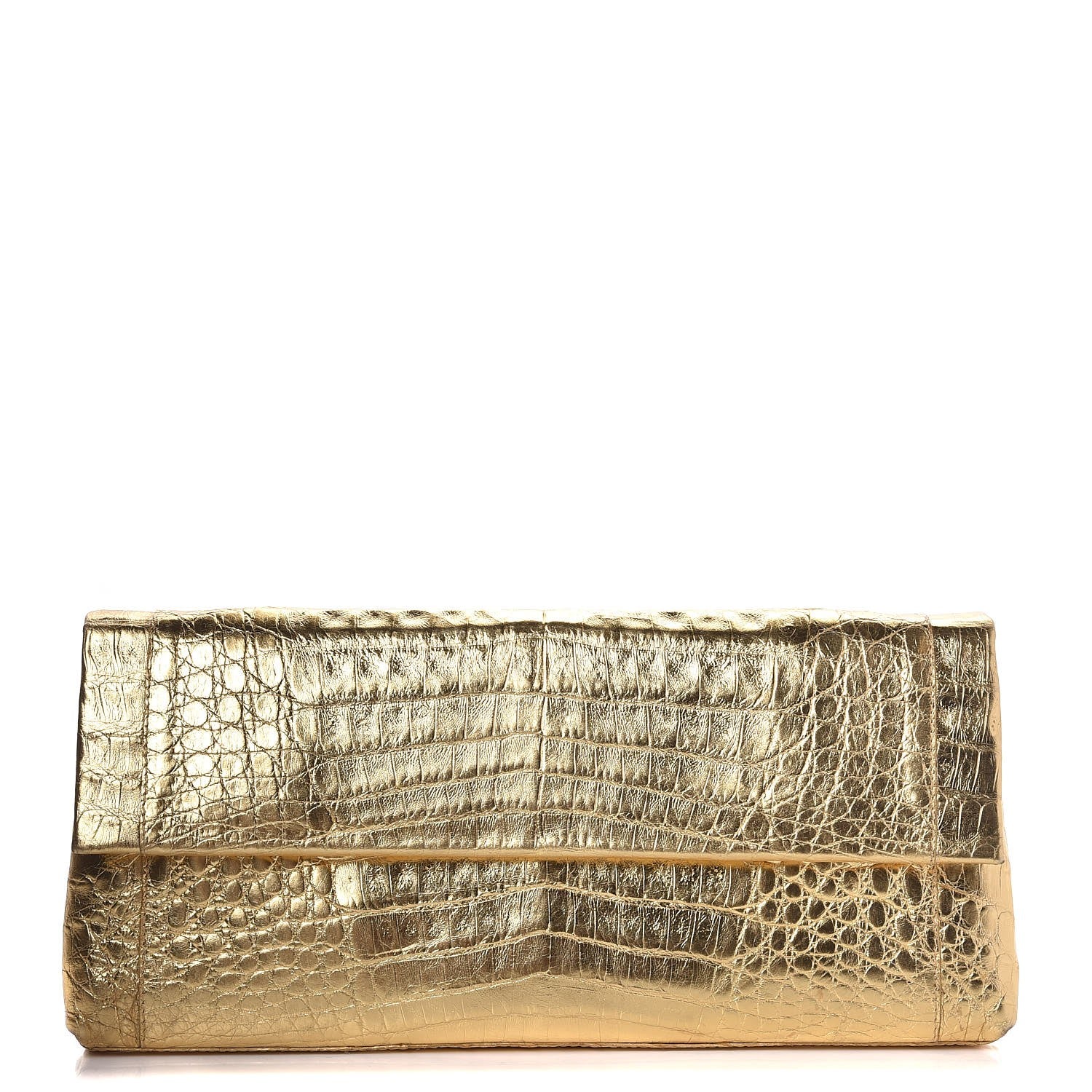 Nancy Gonzalez Metallic Crocodile Clutch Gold 1 of 8
