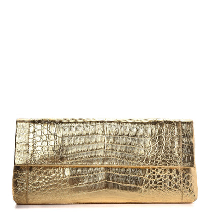 Nancy Gonzalez Metallic Crocodile Clutch Gold 1 of 8