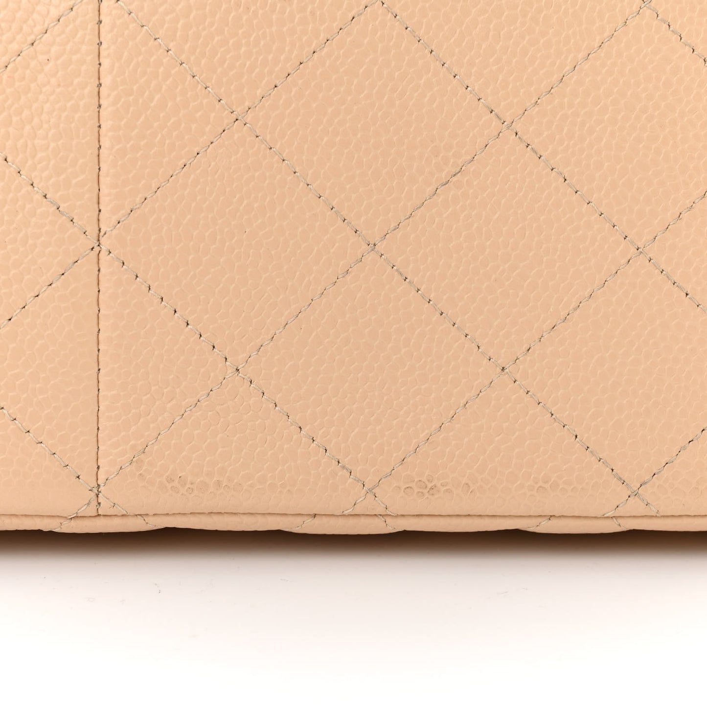 Caviar Quilted Jumbo Double Flap Beige