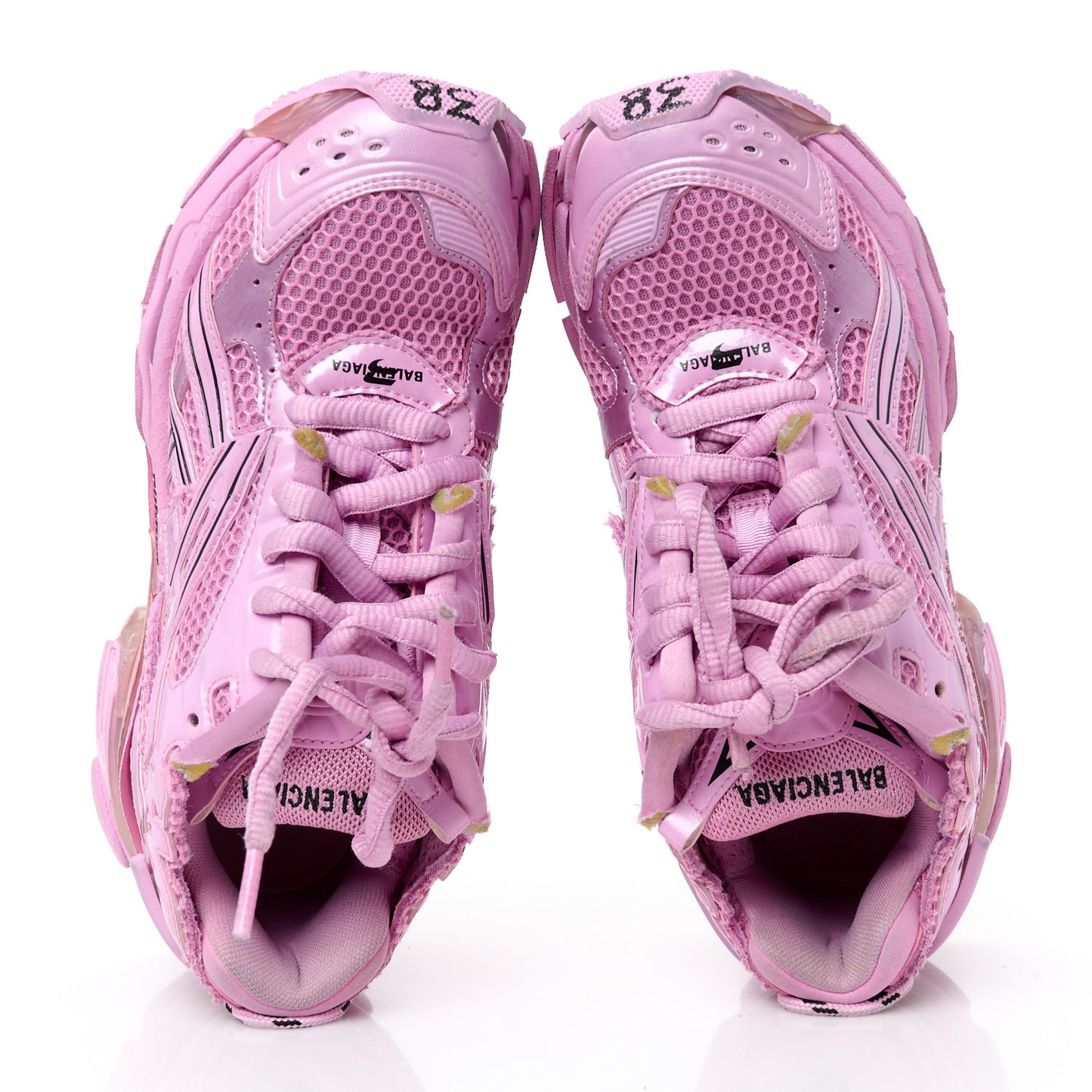 Mesh Rubber Distressed Womens Runner Sneakers 38 Pink