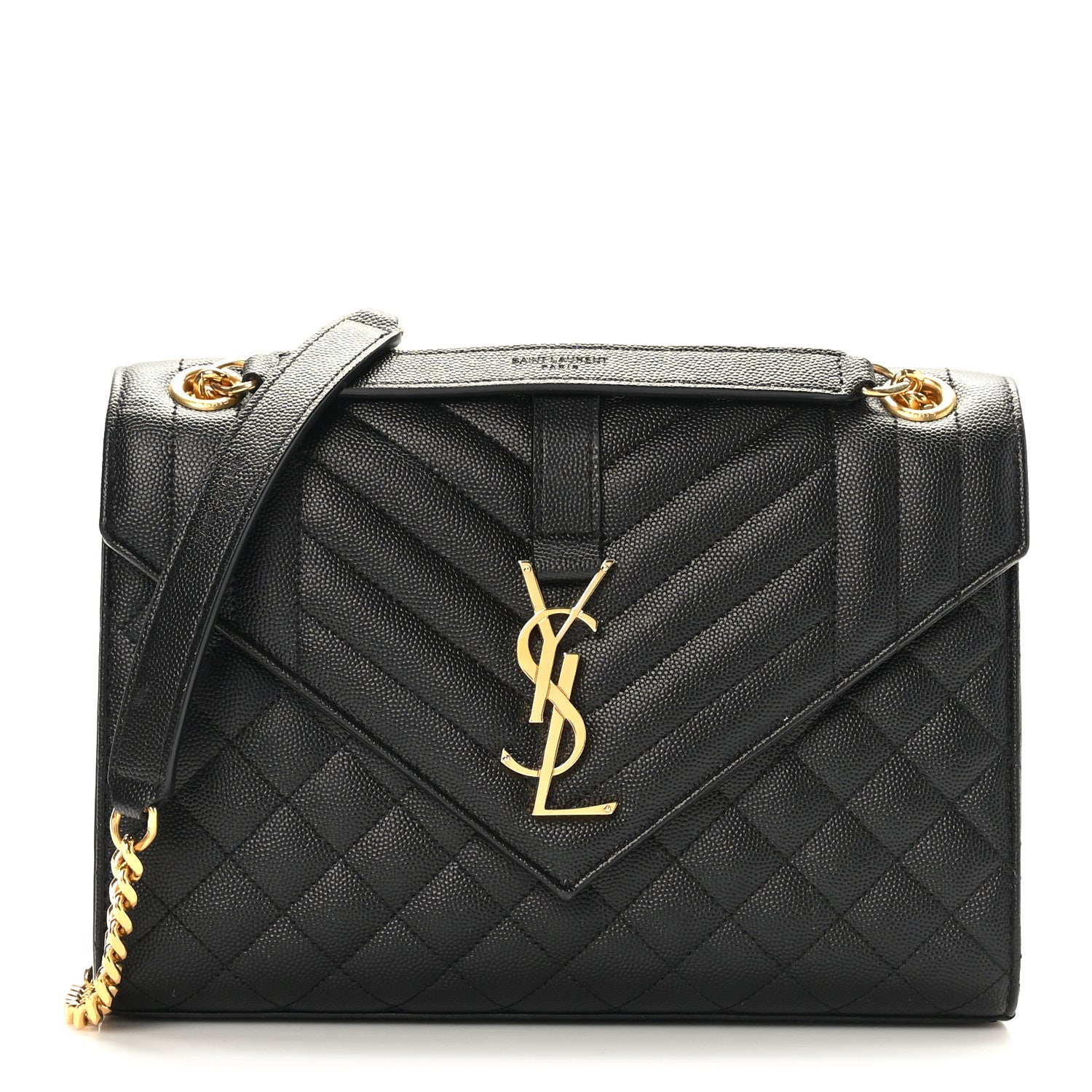 Saint Laurent Grain De Poudre Textured Mixed Matelasse Triquilt Medium Monogram Satchel Black 1 of 8