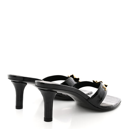 Chanel Crocodile Embossed Patent Calfskin Thong Sandals 37 Black 5 of 10