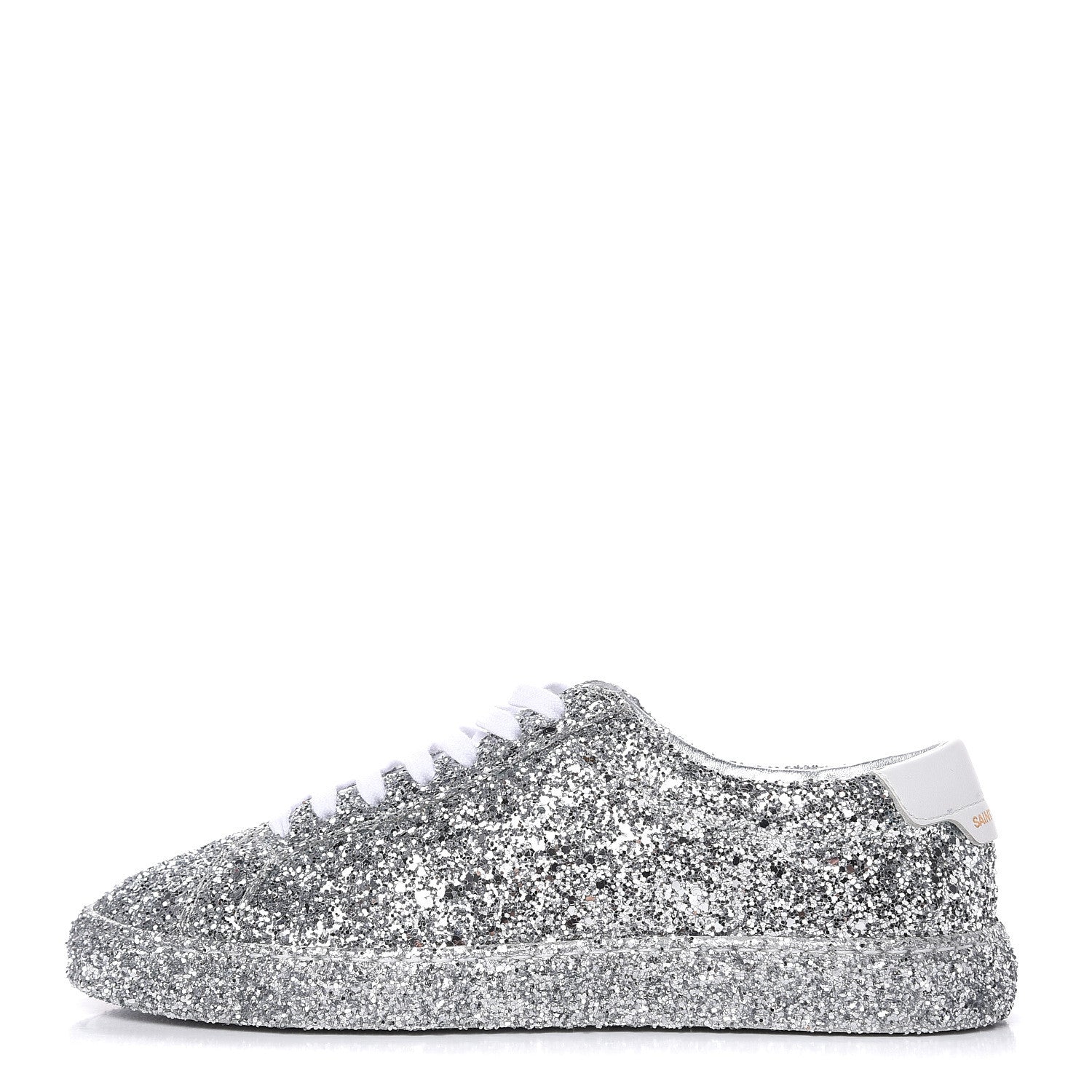 Saint Laurent Calfskin Crystal Glitter Andy Sneakers 37.5 Silver 1 of 8