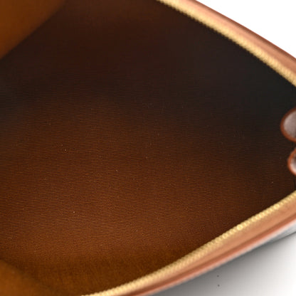Celine Triomphe Canvas Calfskin Medium Cosmetic Pouch Tan 4 of 5