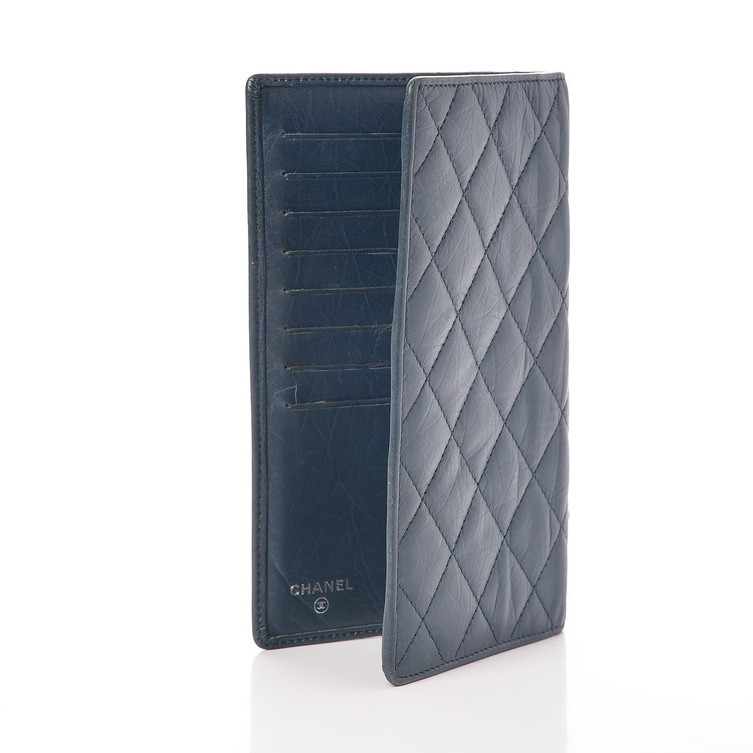 Chanel Calfskin Quilted Cambon Yen Wallet Blue 3 of 9
