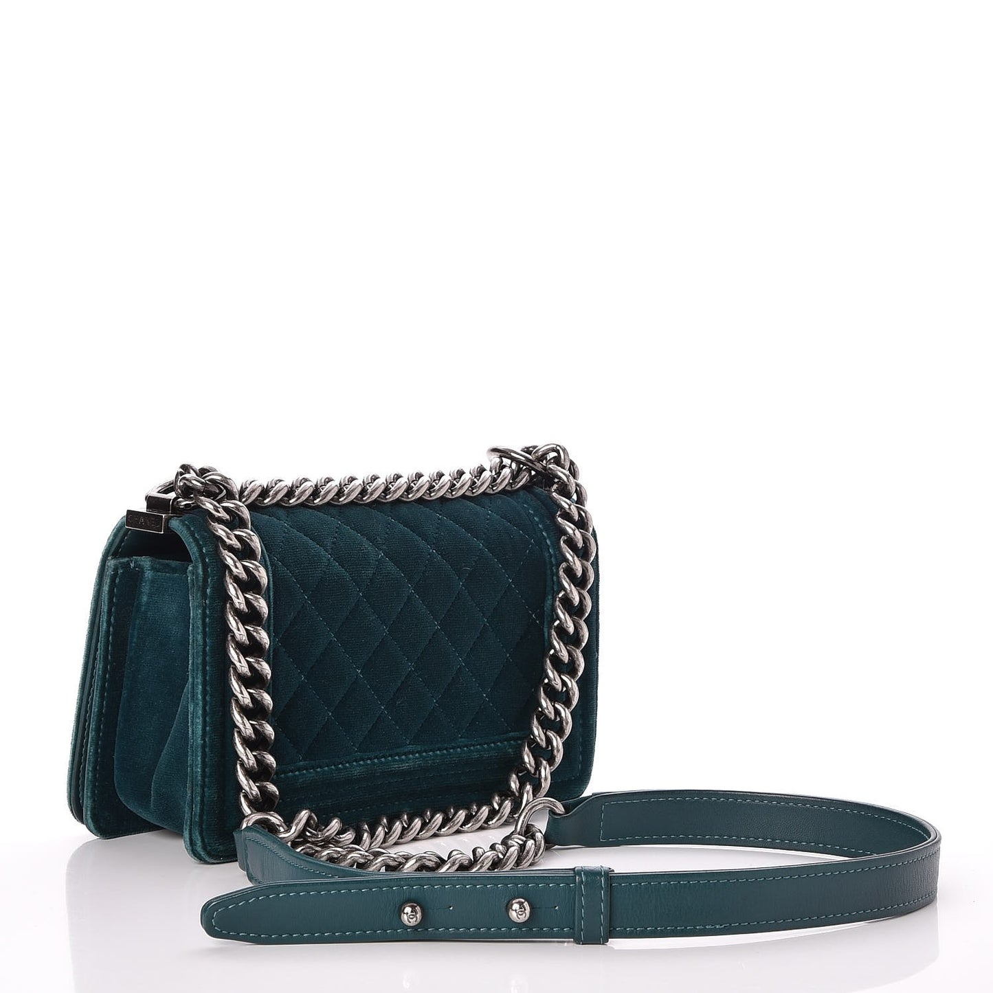 Velvet Quilted Small Boy Flap Turquoise