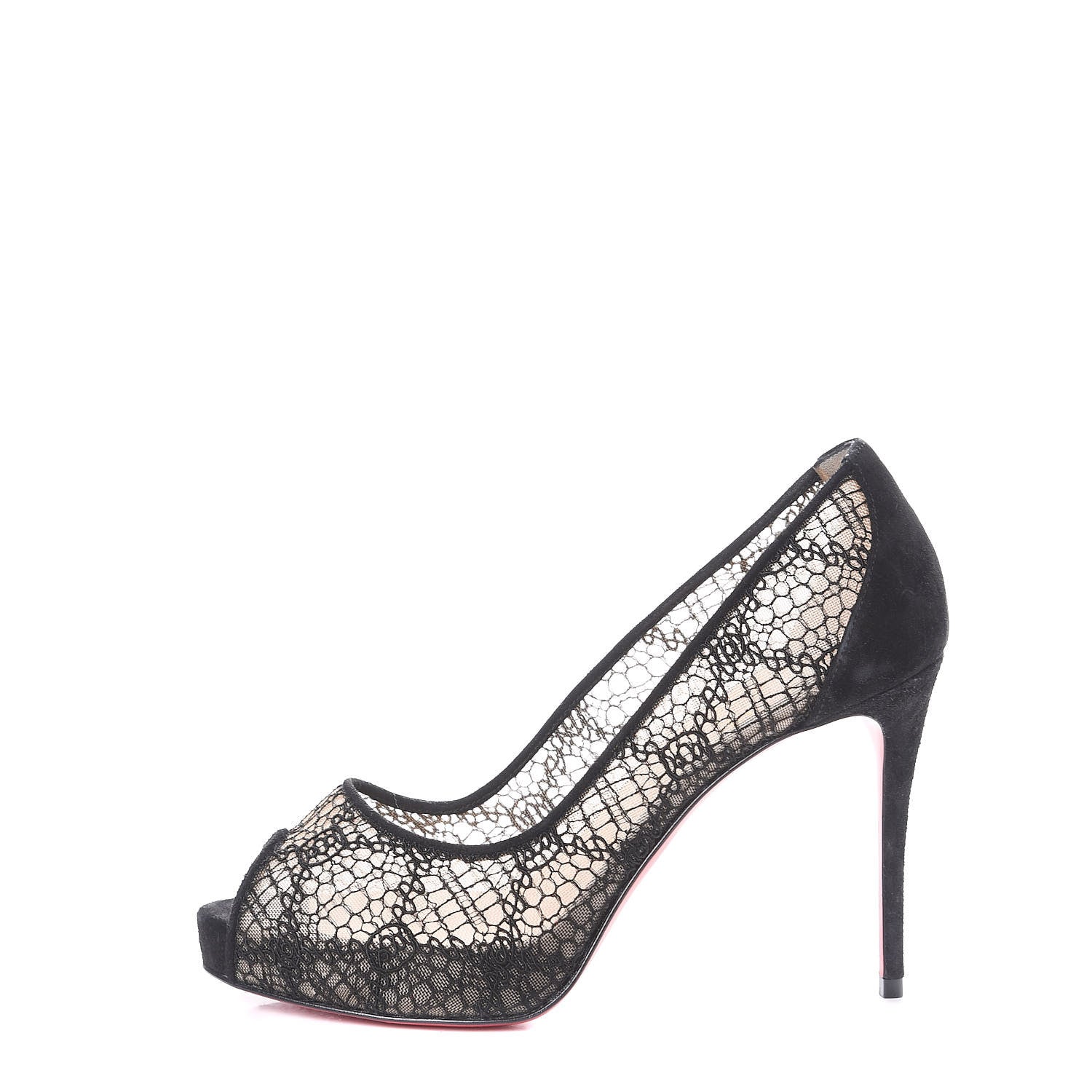 Christian Louboutin Rete Lace Veau Velours Very Lace 100 Pump 36.5 Black 1 of 10