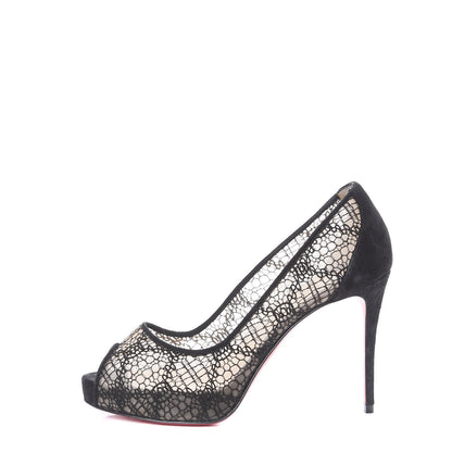 Christian Louboutin Rete Lace Veau Velours Very Lace 100 Pump 36.5 Black 1 of 10