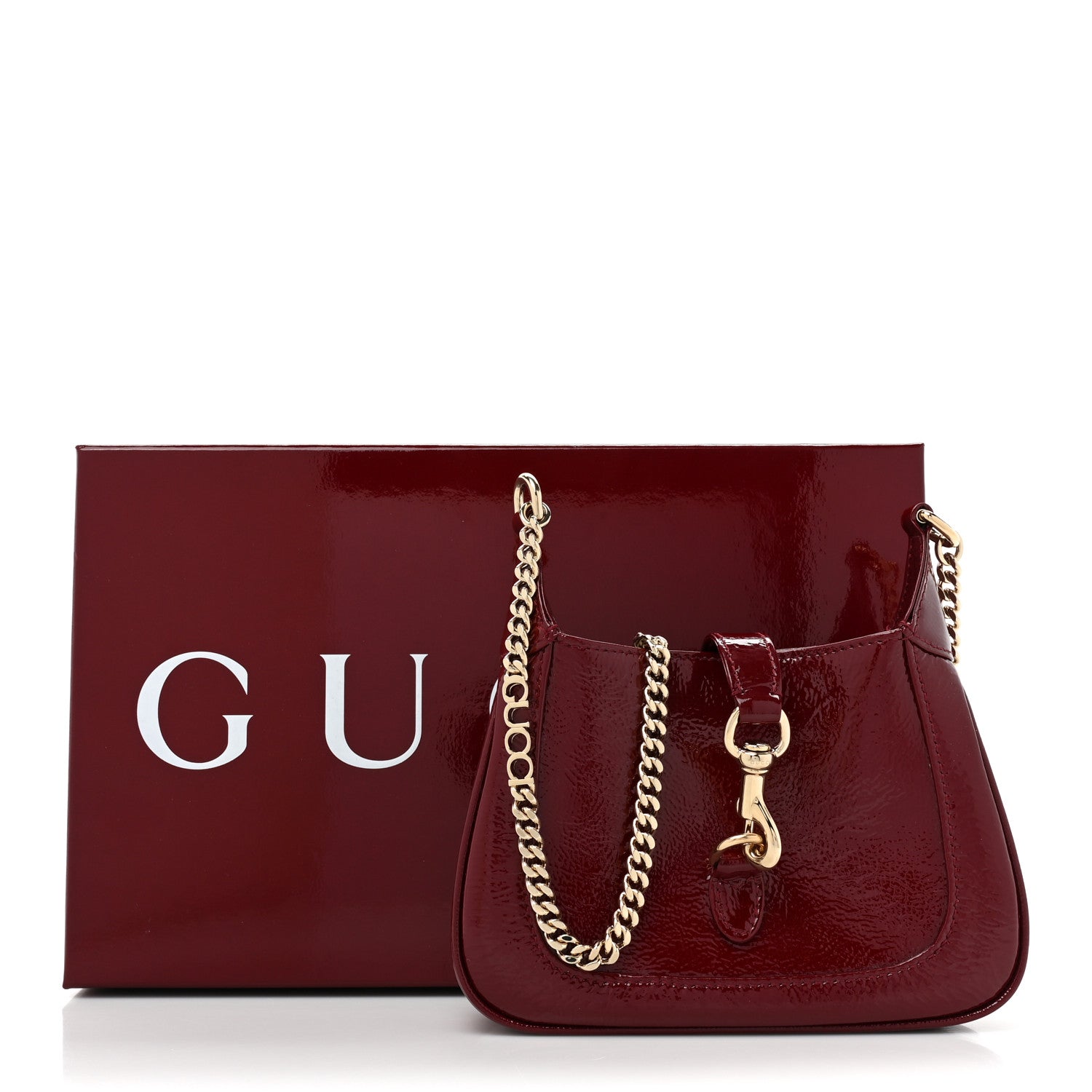 Gucci Crinkled Patent Mini Jackie Notte Bag Rosso Ancora Red 10 of 10