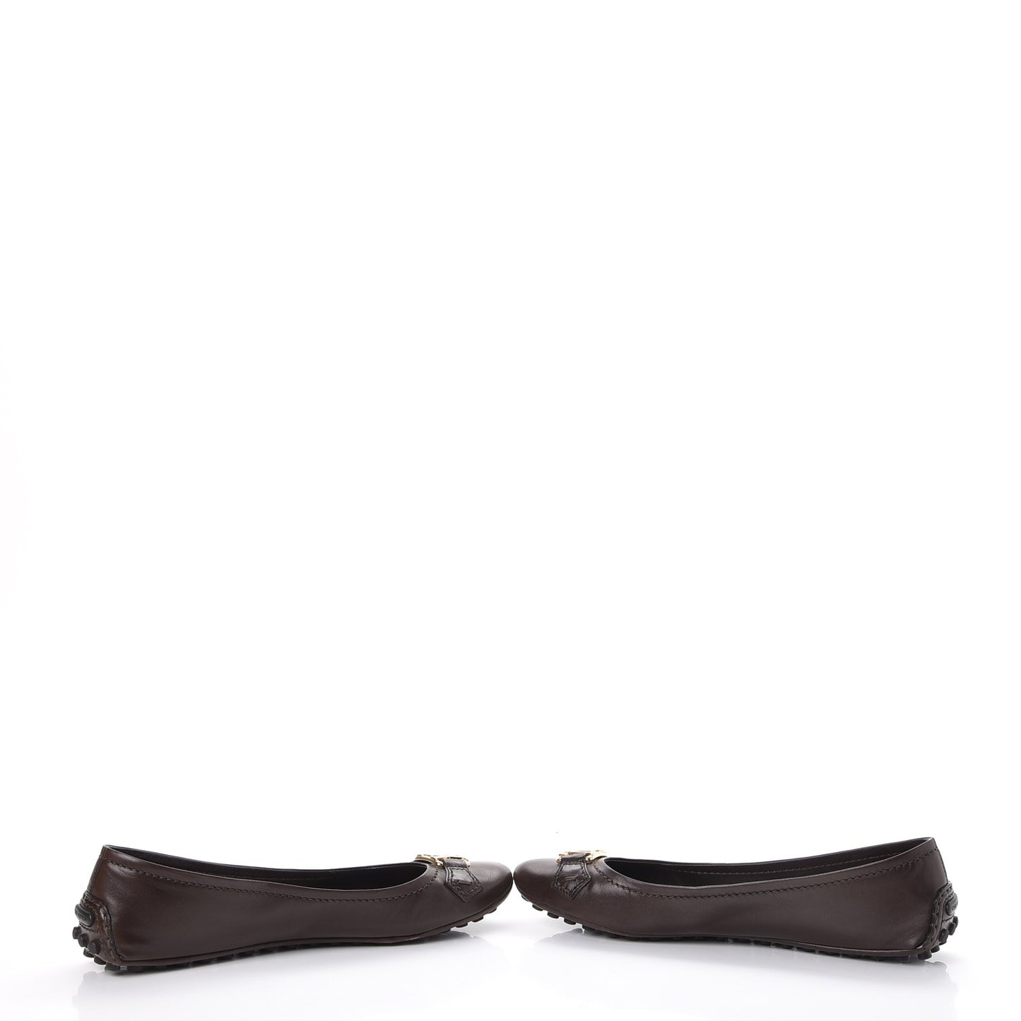 Calfskin Oxford Ballerina Flats 39.5 Brown