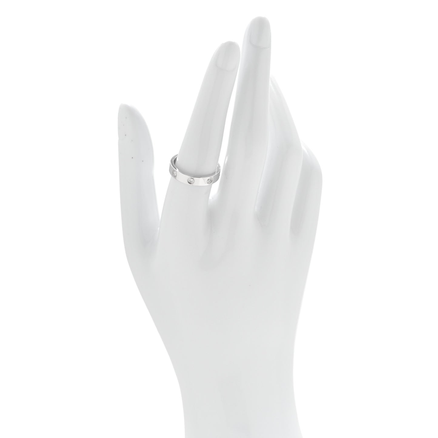 18K White Gold 8 Diamond 4mm Wedding Band LOVE Ring 55 7.25