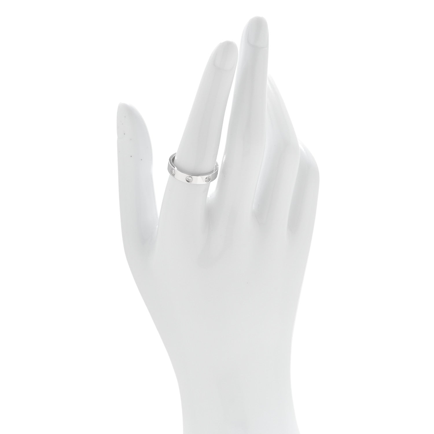Cartier 18K White Gold 8 Diamond 4mm Wedding Band LOVE Ring 55 7.25 2 of 6