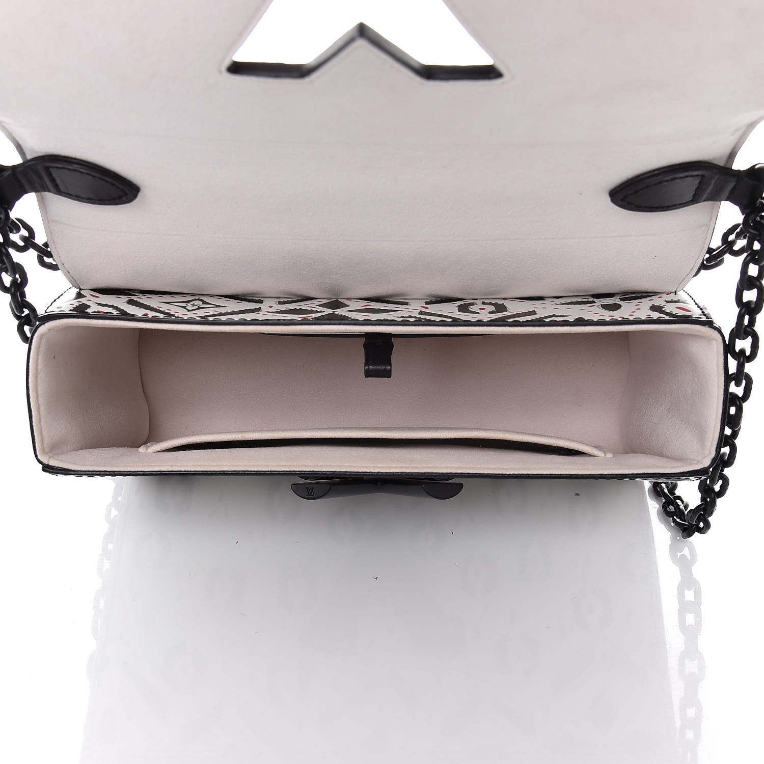 Louis Vuitton Calfskin Graphic Print Twist Shoulder Bag MM White Black 5 of 14