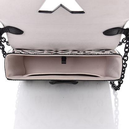 Louis Vuitton Calfskin Graphic Print Twist Shoulder Bag MM White Black 5 of 14
