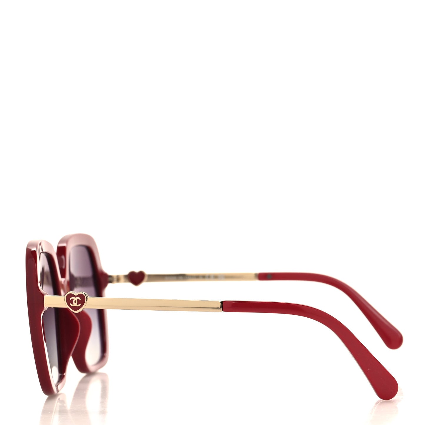 Acetate Polarized Square CC Heart Sunglasses 5521-A Red