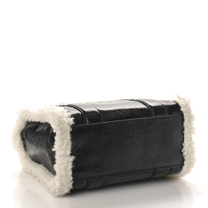 Marc Jacobs Shiny Calfskin Faux Shearling Mini The Traveler Tote Bag Black 4 of 9