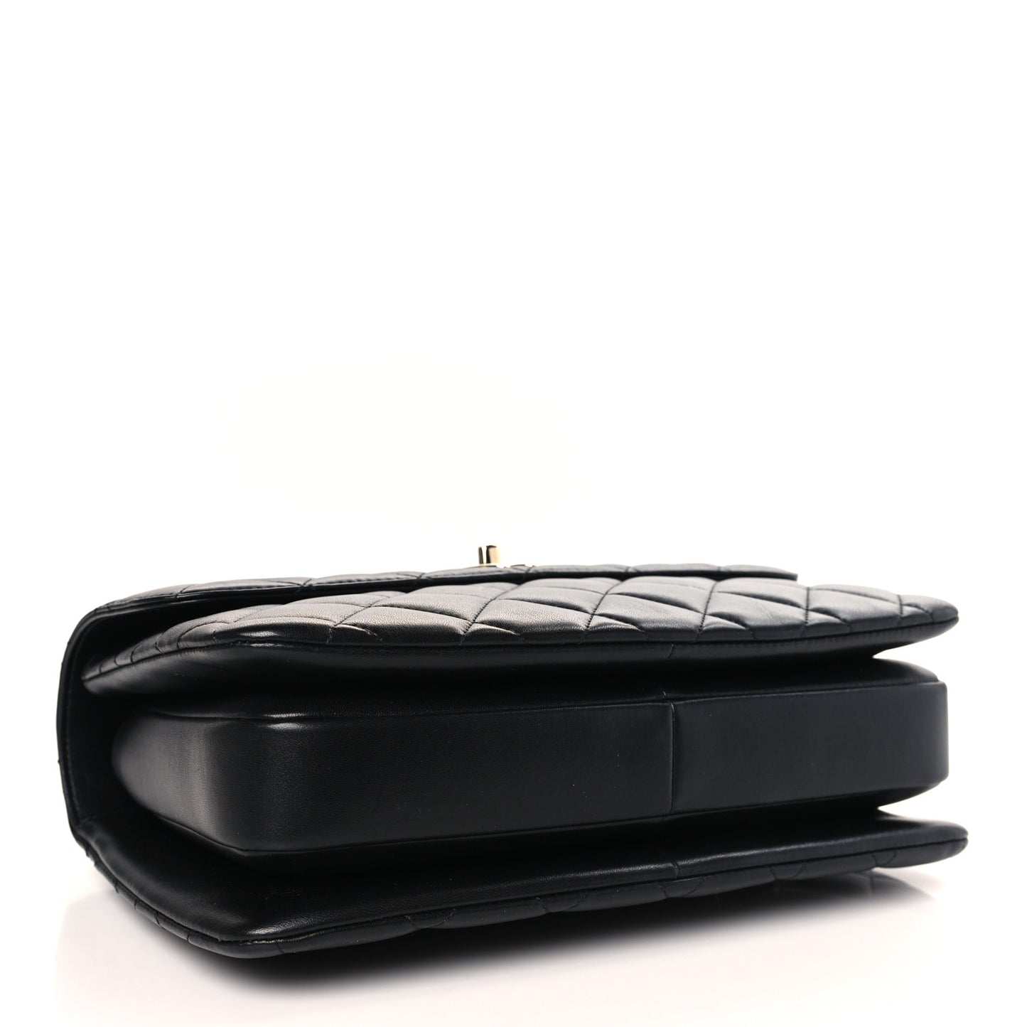 Lambskin Quilted Medium Trendy CC Flap Dual Handle Bag Black